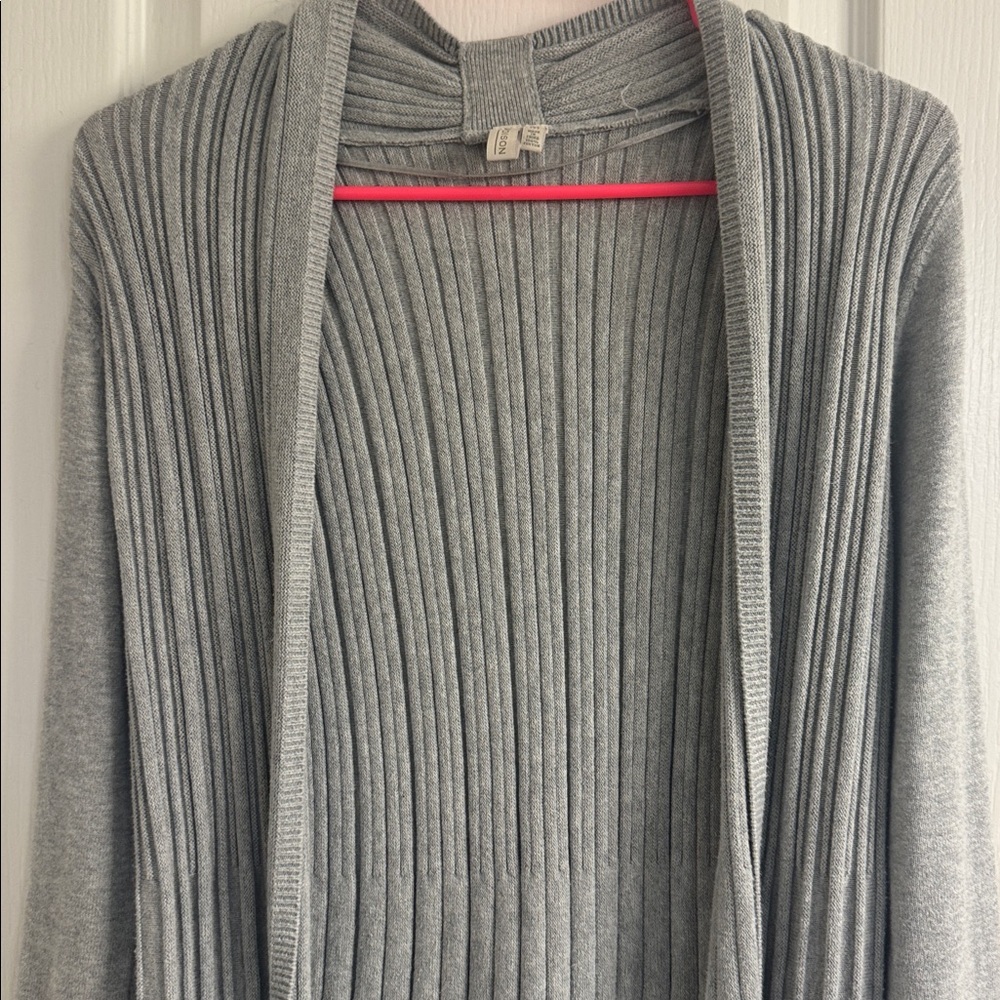 Madison Light Gray Ribbed Cardigan - Picture 3 of 5